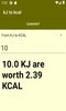 kJ to kcal converter screenshot 4