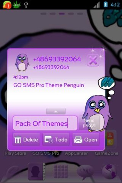 GO SMS Pro Theme Penguin - Preview 1