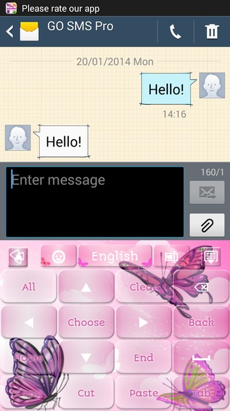 GO Keyboard Pink Butterflies Theme - Preview 8