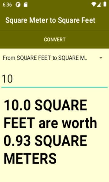 Square Meter to Square Feet converter - Preview 2