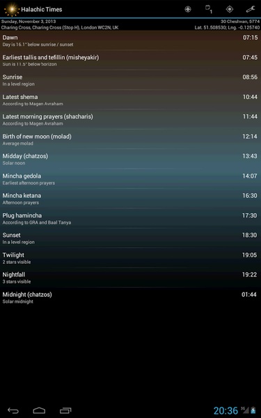 Halachic Prayer Times - Preview 2