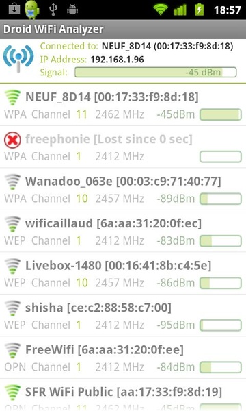 Droid WiFi Analyzer - Preview 4