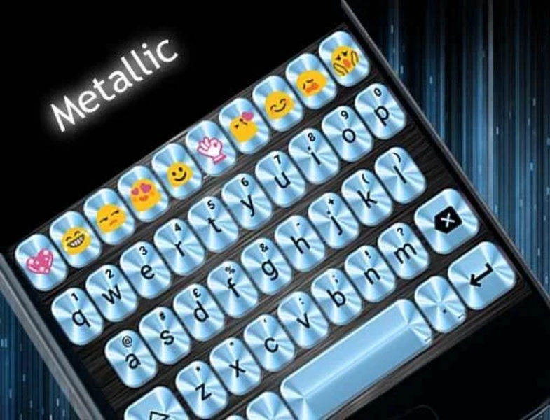 Theme Metallic Blue for Emoji Keyboard - Preview 1