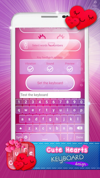 Cute Hearts Keyboard Design - Preview 4