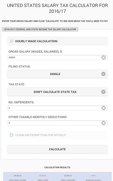 US Salary Tax Calculator - Preview 1