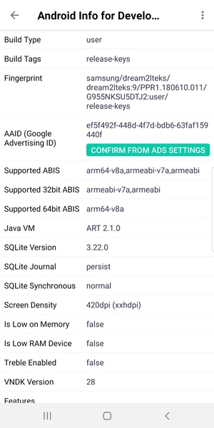 Android Developer Info - Device Info for Developer - Preview 8