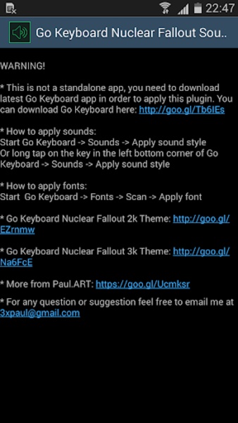 Go Keyboard Nuclear Fallout Sounds - Preview 2