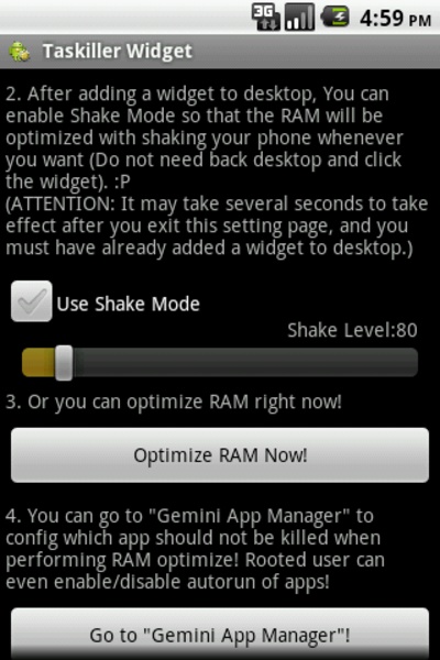 Gemini Taskiller Widget - Preview 3