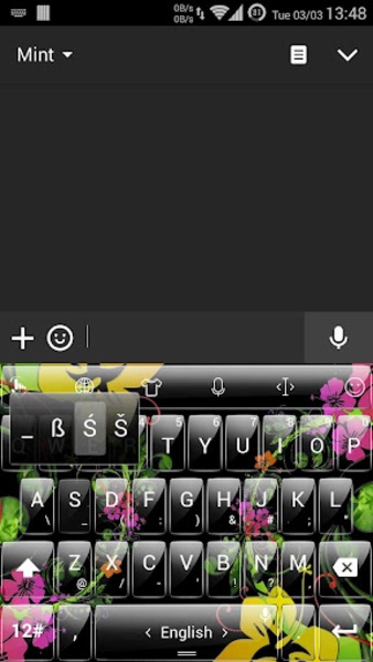 Theme x TouchPal Glass Black Flowers - Preview 3