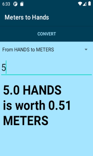 Meters to Hands converter - Preview 1