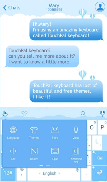 TouchPal SkinPack Blue Balloon - Preview 1