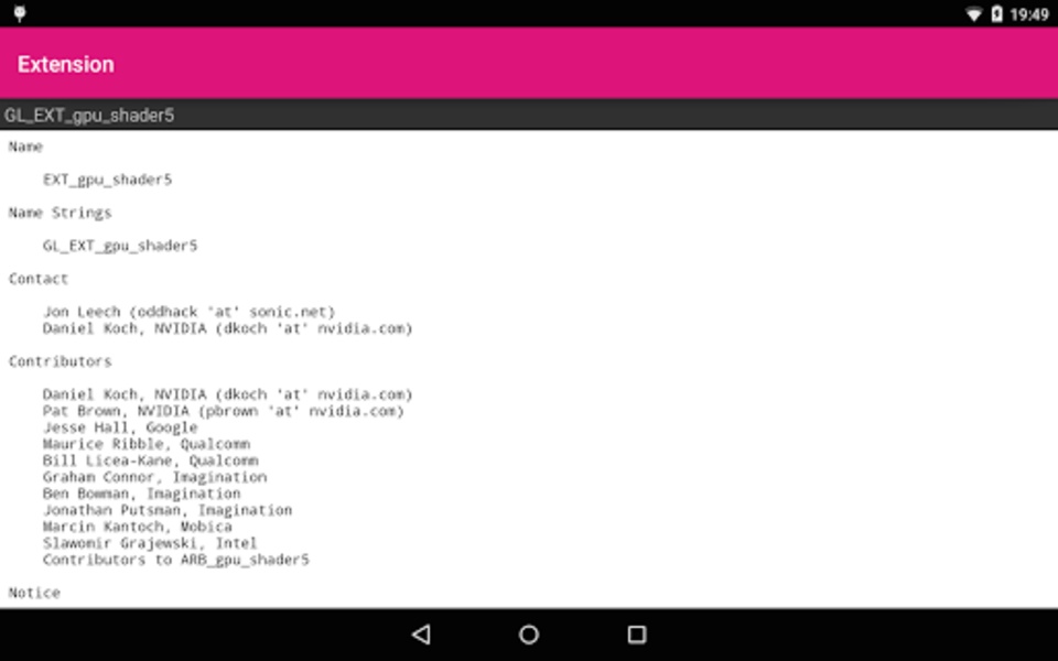 OpenGL Extensions Viewer - Preview 1