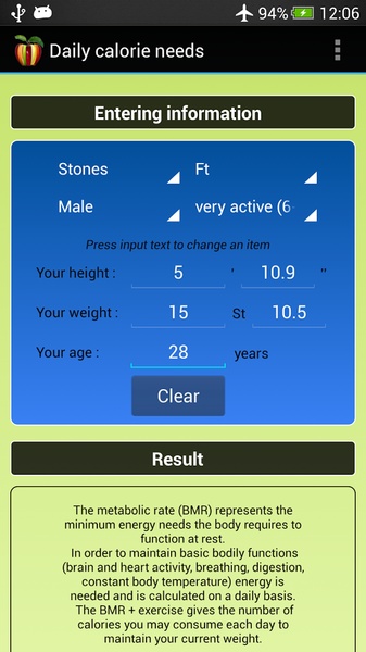 Daily calorie needs - Preview 1