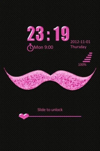 GO Locker Pink Mustache Theme - Preview 1