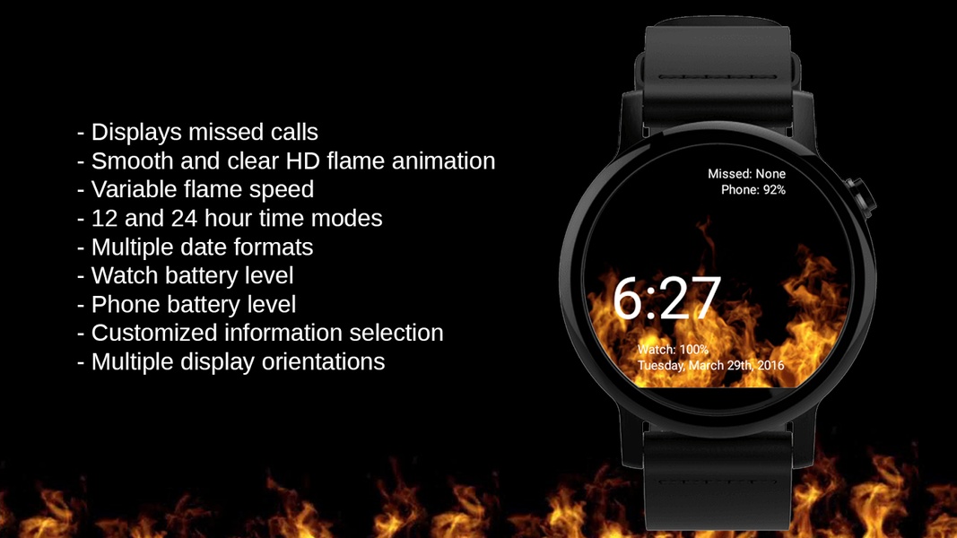 Animated Flames Watch Face - Preview 1