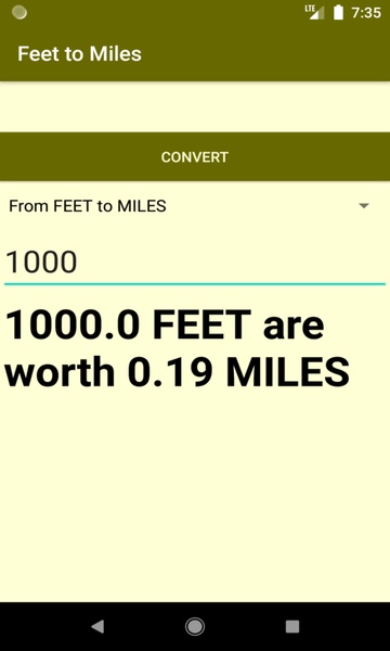 Feet to Miles converter - Preview 2