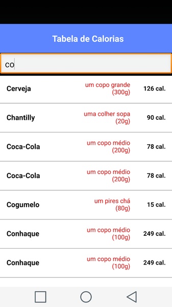 Table of Calories - Preview 1