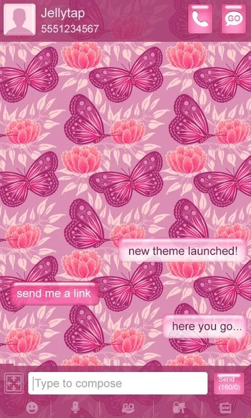 Pink Butterflies GO SMS - Preview 3