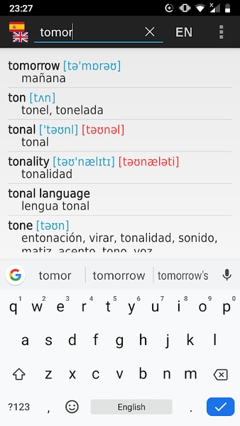 Spanish-English offline dict. - Preview 2