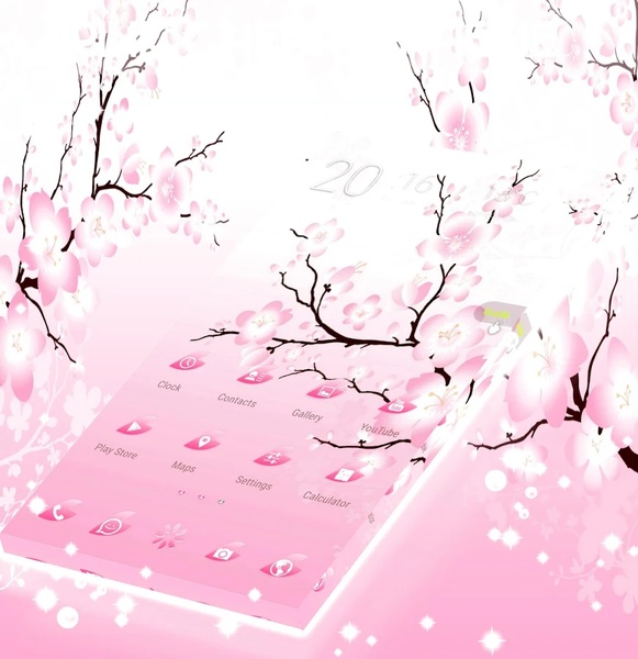 Pink Cherry GO Launcher Theme - Preview 1
