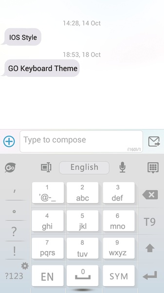 GO Keyboard Flat White Theme - Preview 4