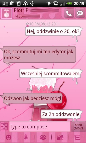 GO SMS Milkshake Theme - Preview 4