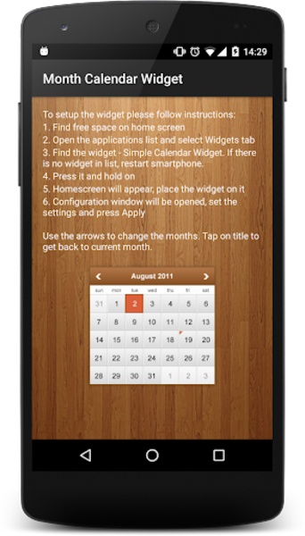 Month Calendar Widget - Preview 1