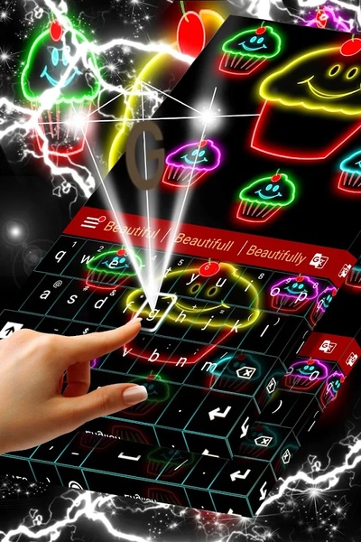 Keyboard Theme Neon Cupcakes - Preview 3