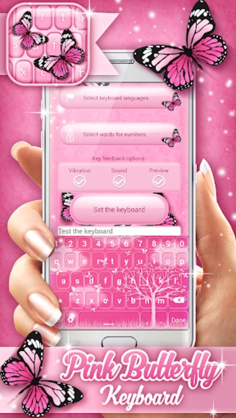 Pink Butterfly Keyboard - Preview 1