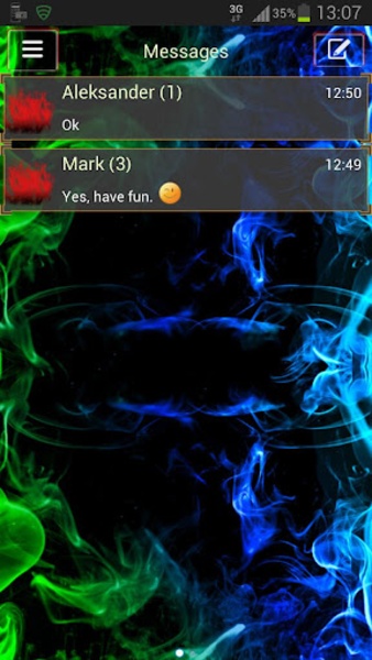 GO SMS Pro Theme green smoke - Preview 4
