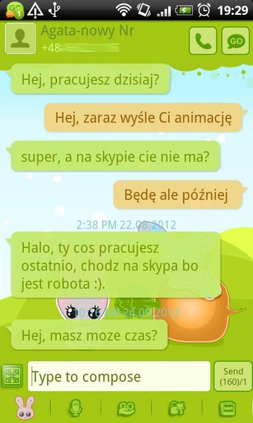 GO SMS Sweet Bunny Theme - Preview 5