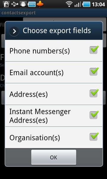 Contacts Export - Preview 1