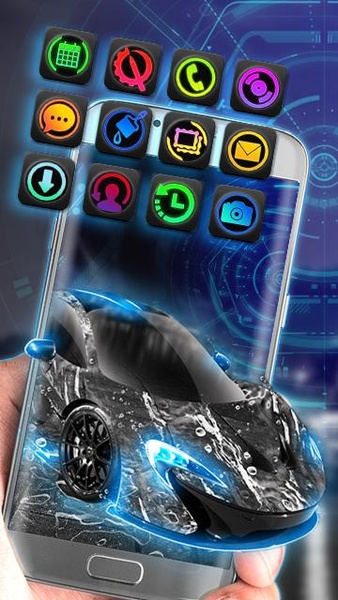 Black Car Theme: Racing Auto Neon Light - Preview 2