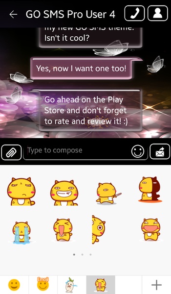 GO SMS Crystal Butterfly Theme - Preview 1
