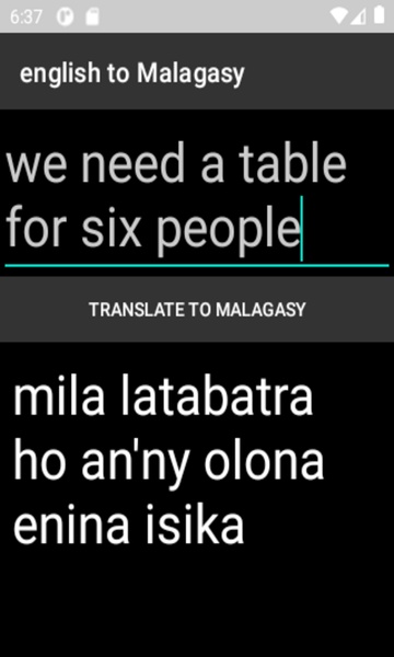 english to Malagasy translator - Preview 1