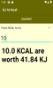 kJ to kcal converter screenshot 2
