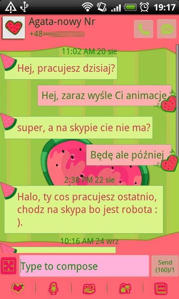 GOSMS Watermelon Heart Theme - Preview 4