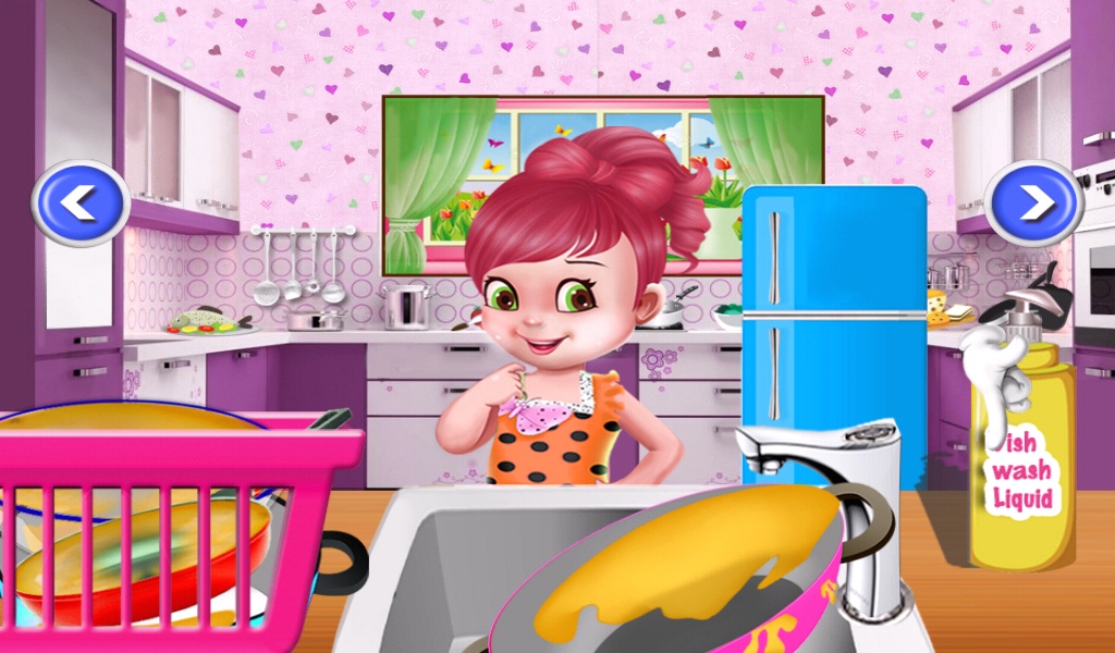 Little Girl Wash Kitchen Dishes - Preview 5
