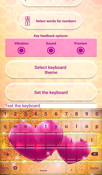 Glitter Heart Keyboard - Preview 1