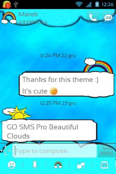 GO SMS Pro Beautiful Clouds - Preview 2