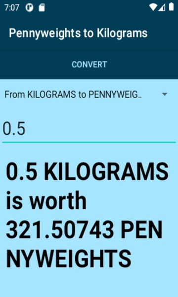 Pennyweights to Kilograms converter - Preview 2