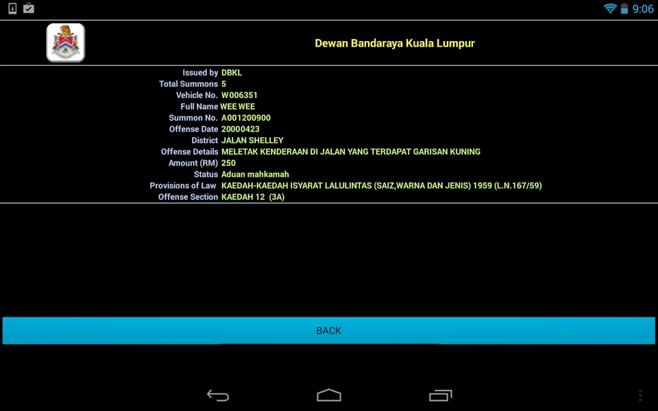 Malaysia Parking Summons - Preview 1