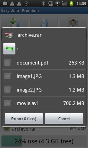 Easy Unrar, Unzip and Zip - Preview 1