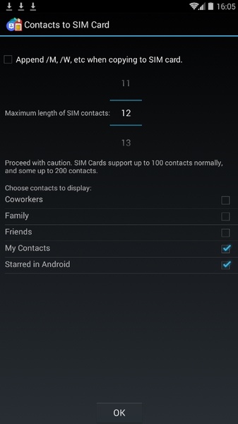 Contacts to SIM Card - Manage your contacts - Preview 1