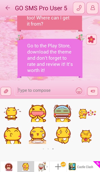 GO SMS Pink Flower Theme - Preview 3