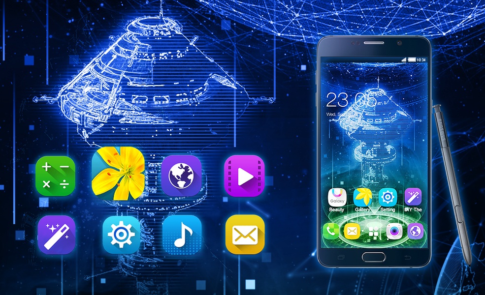 Laser Flashlight Cool Tech Theme: Neon Blue - Preview 1