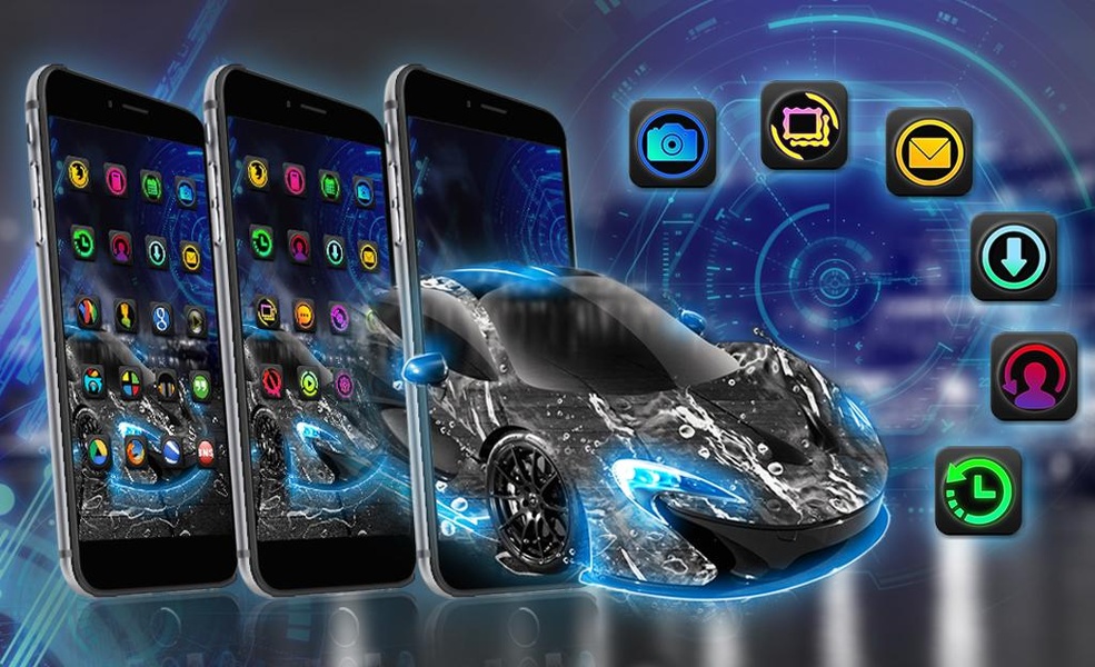 Black Car Theme: Racing Auto Neon Light - Preview 1