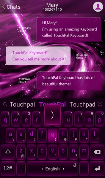 Neon Purple TouchPal Theme - Preview 2