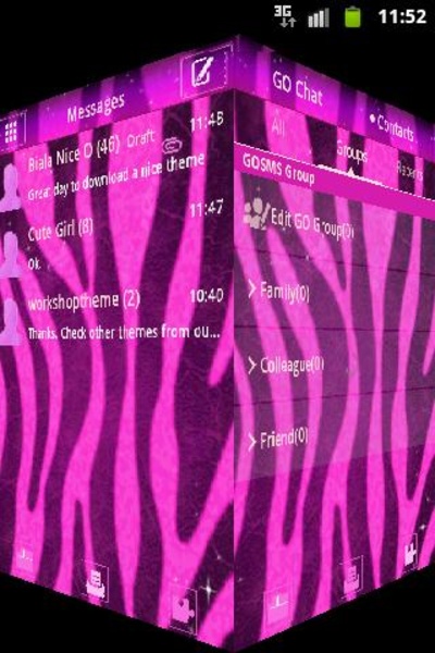 GO SMS Pro Theme Pink Zebra - Preview 3