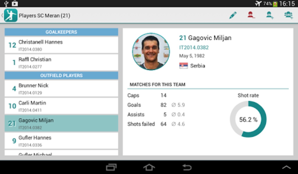 Handball Statistics Demo - Preview 1